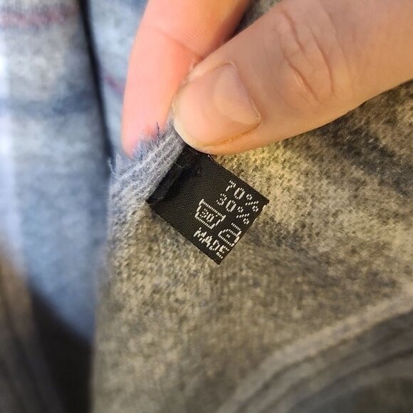 Unbranded Soft Wool Blend Plaid Scarf Gray Blue Tassels Frayed Edge 84" x  28" - Picture 5 of 6